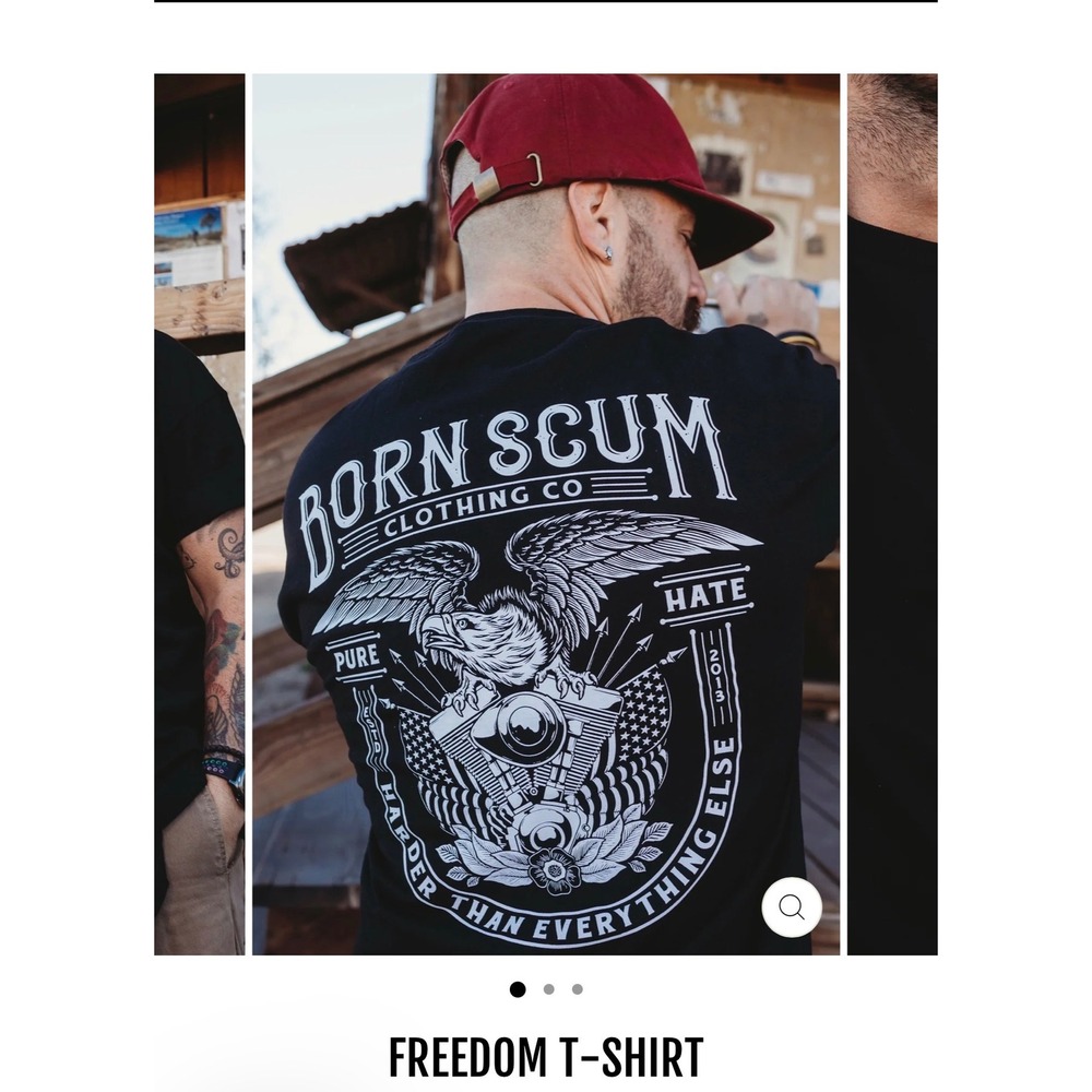 Born Scum Clothing Co Freedom T-Shirt Mens XL Black V-Twin Engine Graphic 198